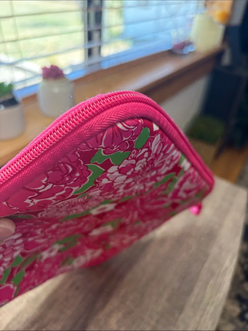 Lily Pulitzer Hot Pink Floral Tablet Sleeve with Faux Pearl Necklace & Ring